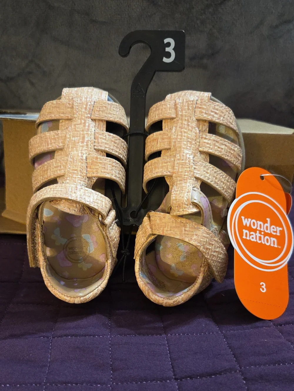 wonder nation Pink Textured Woven Fisherman Sandals for Infants
